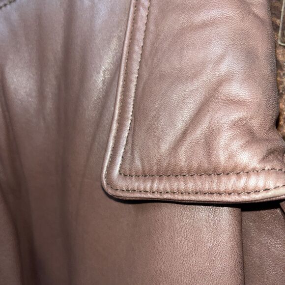 COUTURE by J. Park Leather Brown Coat Front Pockets Lamb Size 44 - Picture 3 of 13